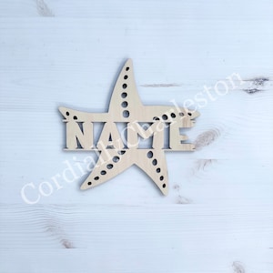 Starfish Name Sign - Wooden Name Sign - Under The Sea