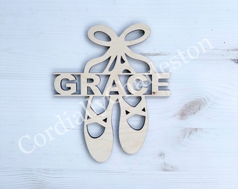 Ballerina Slipper Wooden Name Sign: Nursery Decor