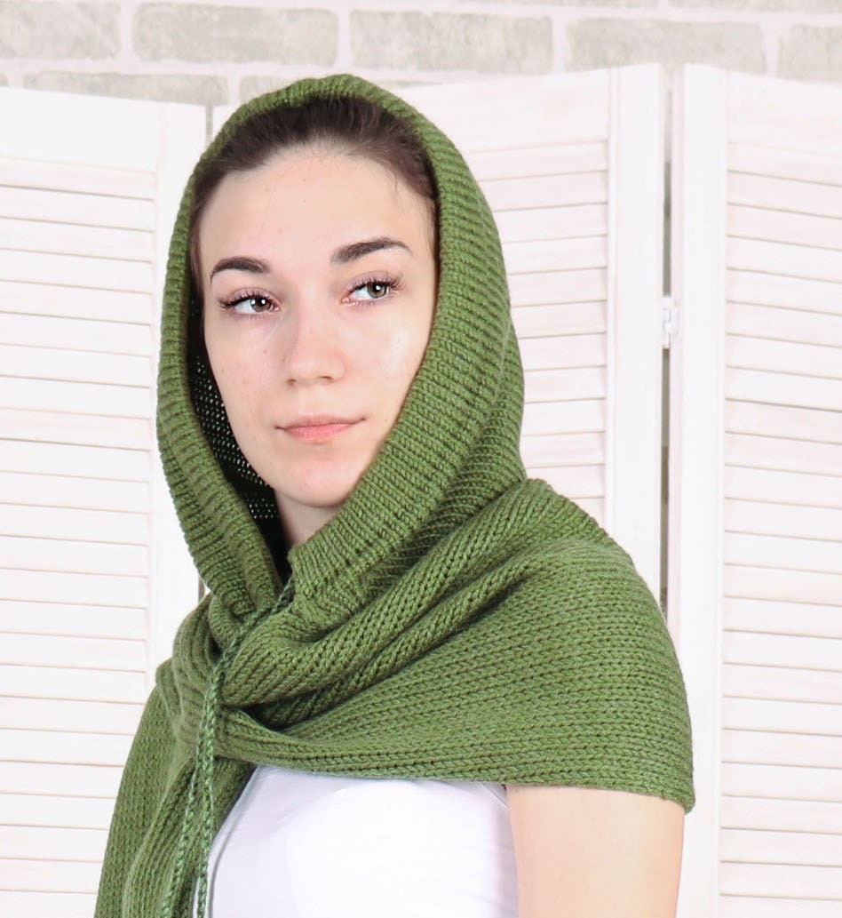 Cowl Hood Knit Hooded Scarf Hooded Cowl Oversized Scarf Etsy UK