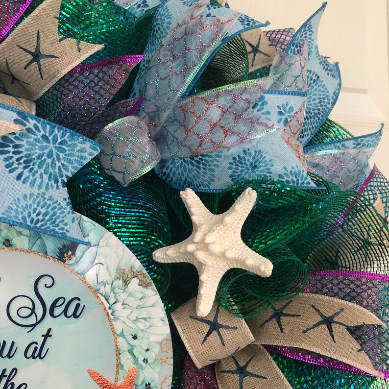 Beach Wreath Summer by the Sea Ocean Colors of Metallic Blue - Etsy
