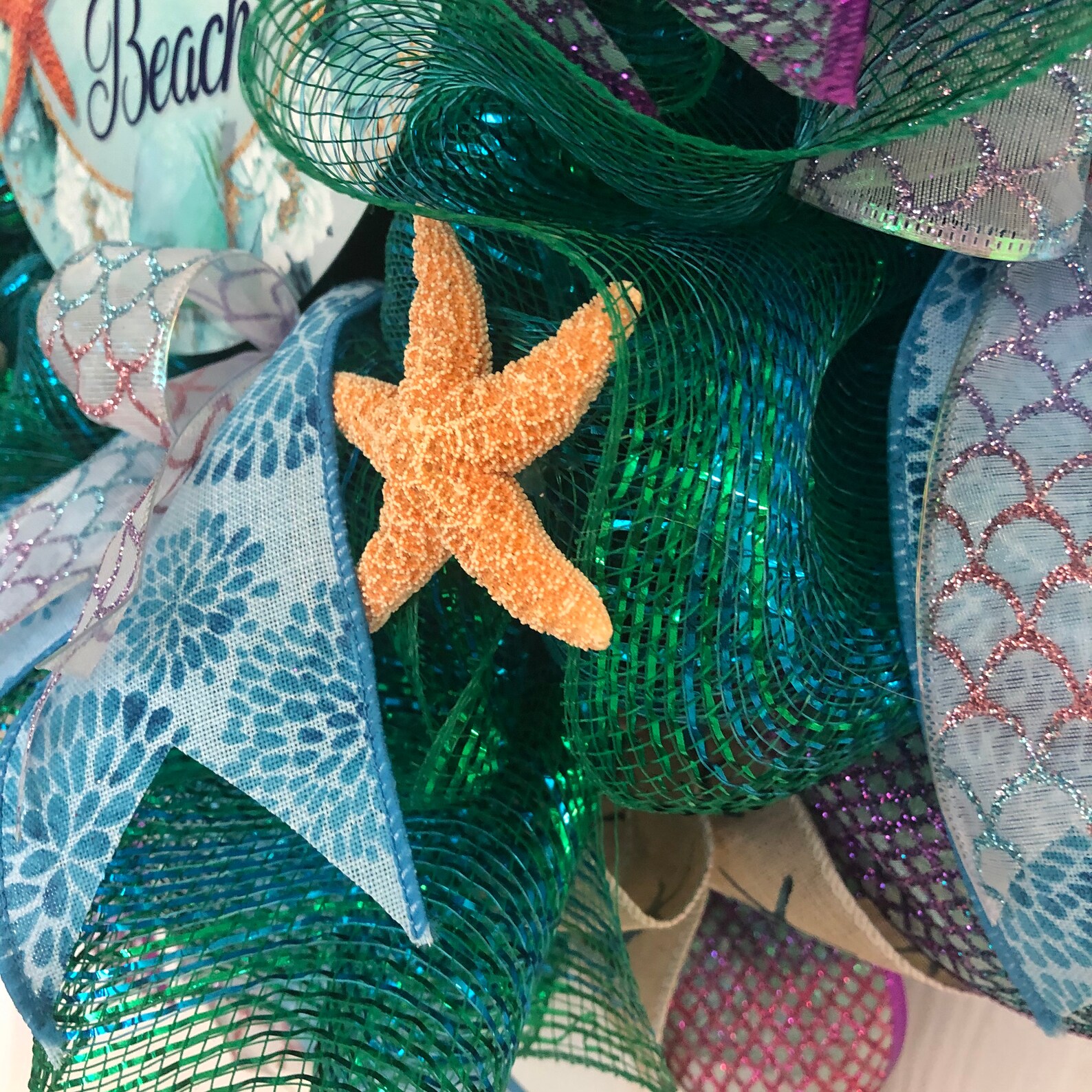 Beach Wreath Summer by the Sea Ocean Colors of Metallic Blue - Etsy