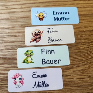 30 personalized name stickers for daycare & school – motif and color selectable, ideal for folders, lunch boxes, drinking bottles and more (50 x 20 mm)