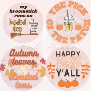 Autumn/Fall Loaded Mega Tea Decals Labels for Nutrition Club Wellness Business DIgital Download