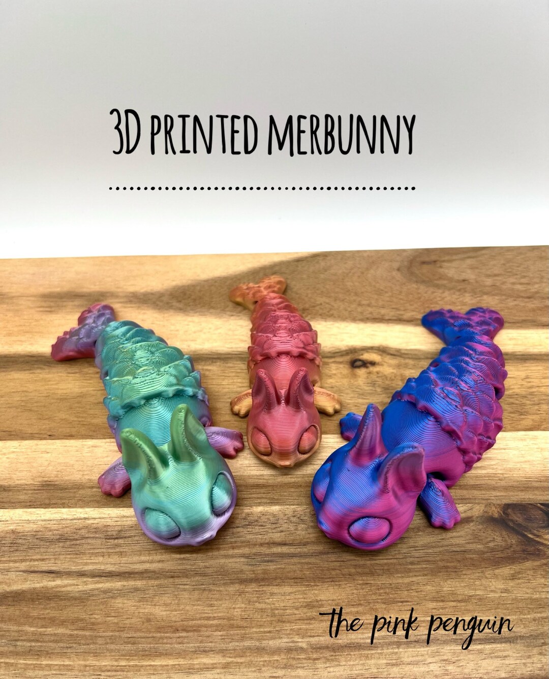 3D Printed Merbunny Toy, 3D Model Flexible Mermaid Bunny, Easter Basket ...