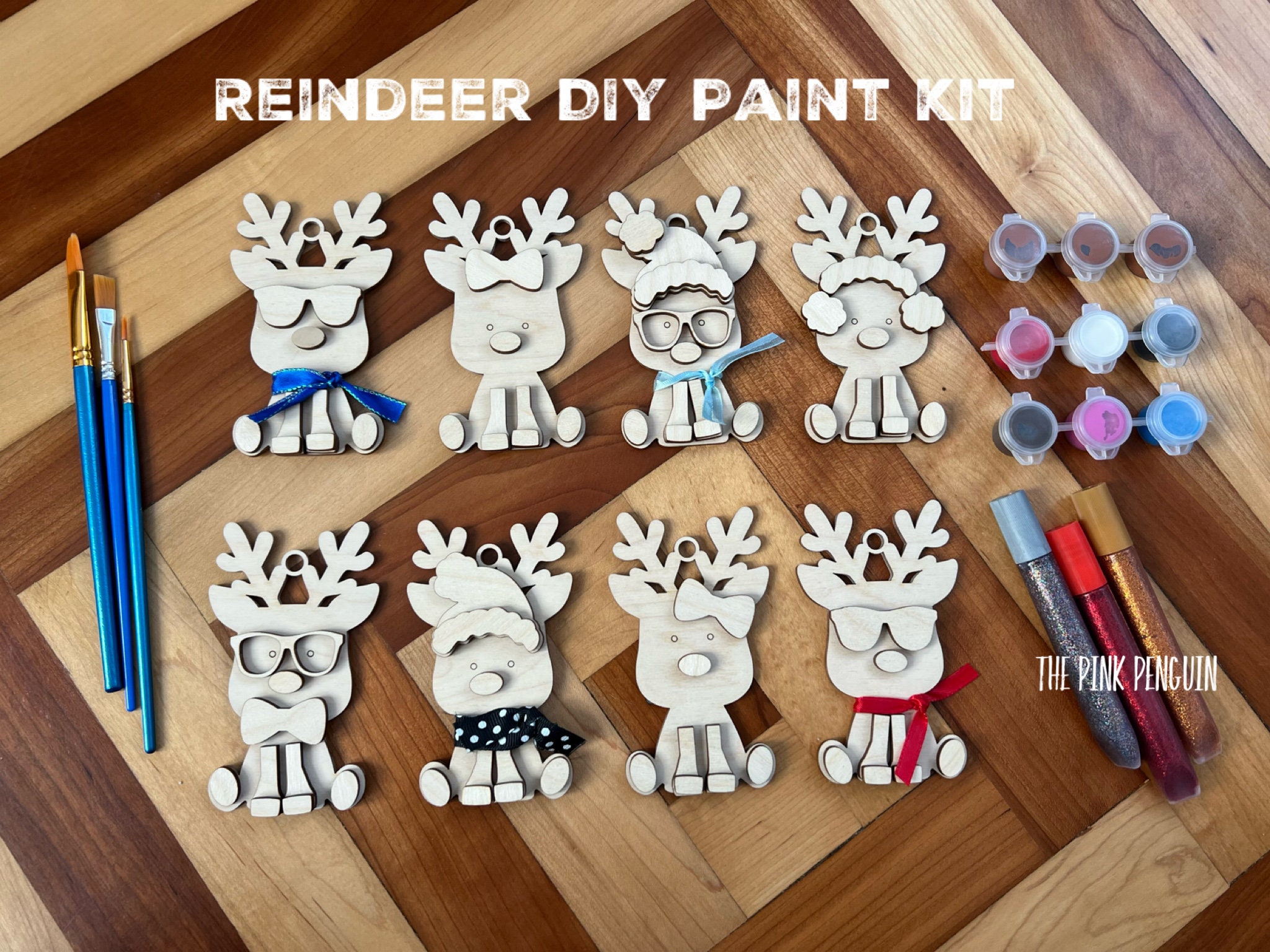 Reindeer DIY Paint Kit / Christmas Craft Kit/ Laser Cut Wooden Cutouts ...