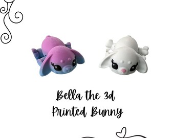 3D Printed Bella Bunny Flexi/flexible 3d prints/fun fidget/unique Easter basket gift for kids/happy spring decor/rabbit/animal/sassiepal pet