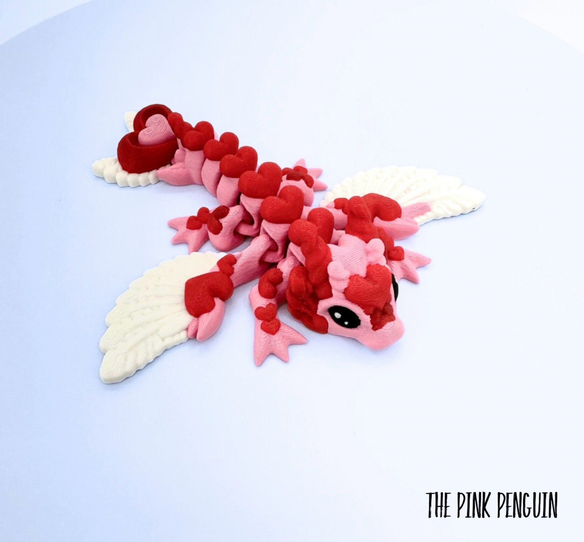 3D Printed Tiny Heart Dragon Wyvern/flexible 3d Prints/fun Fidget