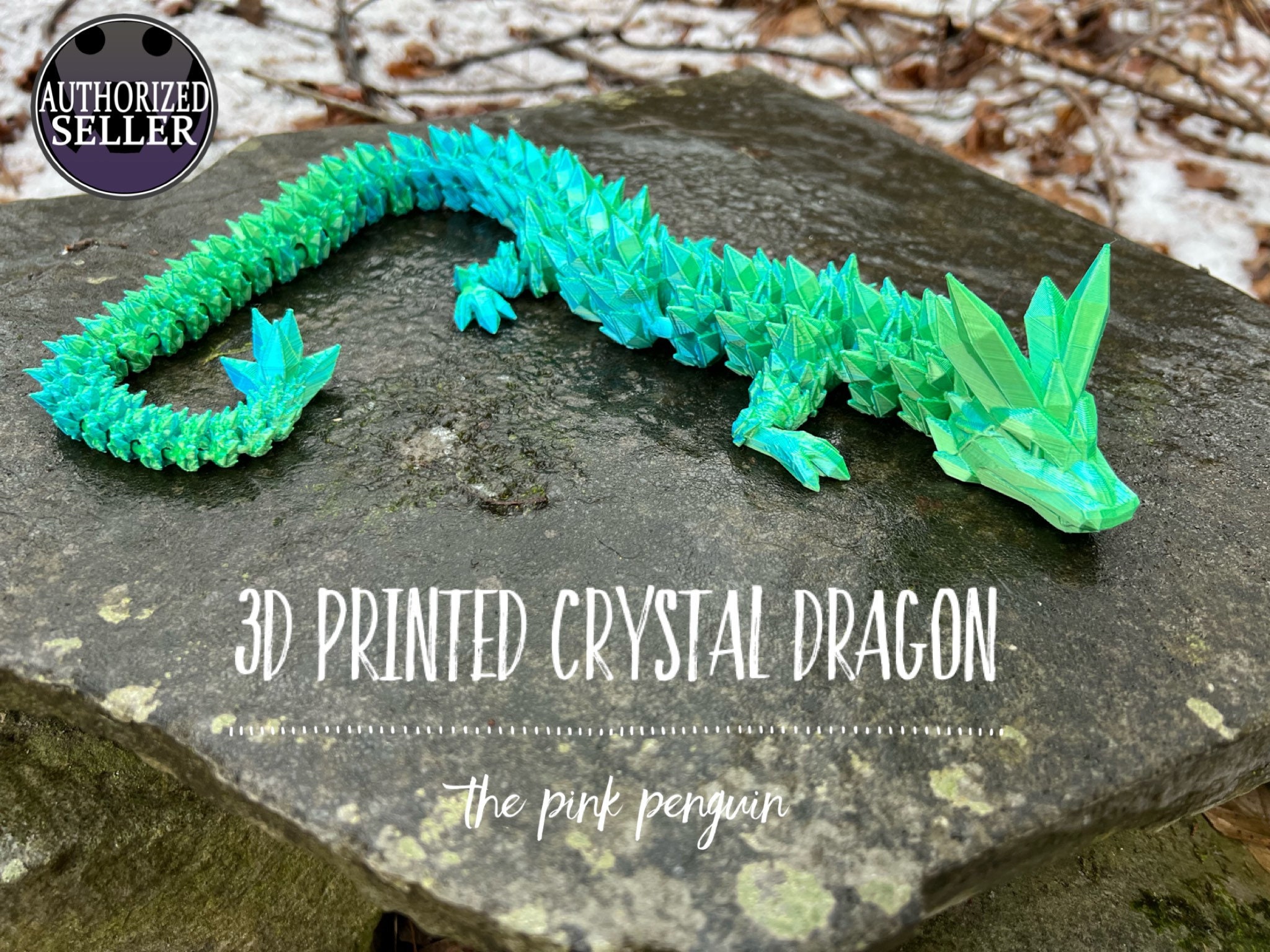 3D Printed Articulated Flexi Crystal Dragon Fidget Toy – Oceanside 3D