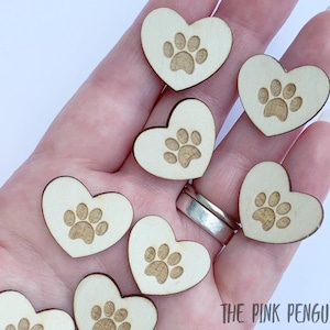 Small Laser Cut Heart With engraved paw print