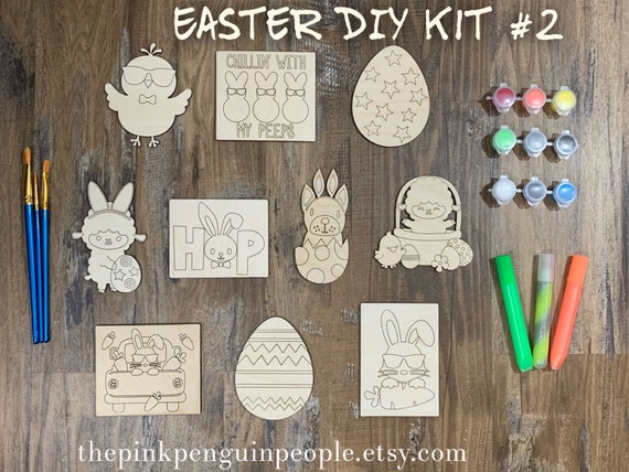 Aazon.co: Lonfliness 16 Sets Easter Spring Wooden Agnets To Paint