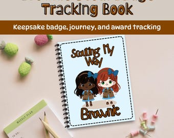 Libro de seguimiento de insignias de Brownie Scout / 4 cubiertas incluidas / ACTUALIZADO VERANO 2025 / Recuerdo de Girl Scout / Regalo de Brownie / Recuerdos Scout