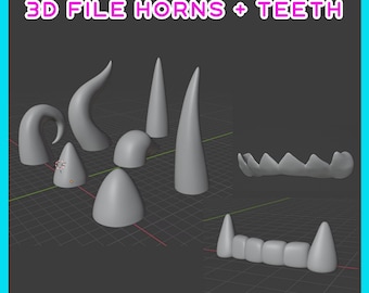 3D Druckbare Hörner + Zähne (NUR DATEI)
