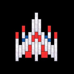 Retro Spaceship 8-Bit Stained Glass Pattern