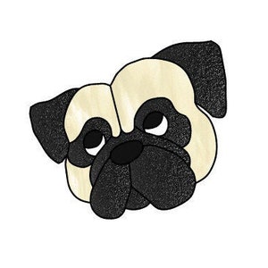Cartoon Pug Stained Glass Pattern