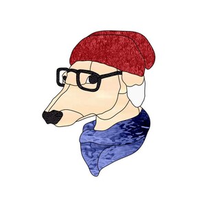 Motif de vitrail Hipster Greyhound