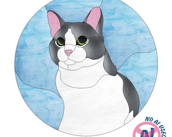 Glasmalerei-Vorlage mit Katze (Digitaler Download)