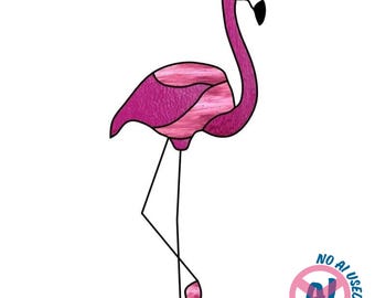 Easy Flamingo Stained Glass Pattern