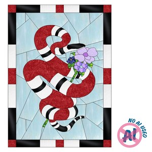 Motivo in vetro colorato con serpente reale (grande)