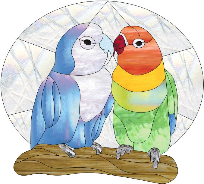 Love Birds Stained Glass Pattern Etsy