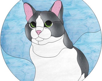 Cute Cat Stained Glass Pattern
