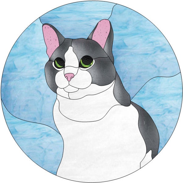 Cute Cat Stained Glass Pattern