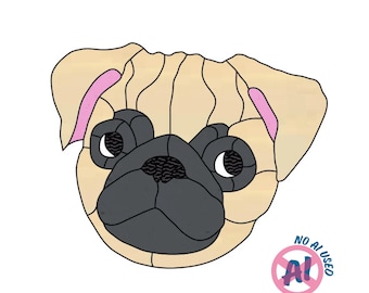 Mops-Buntglasmuster