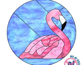 Round Flamingo Stained Glass Pattern