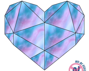 Geometric Heart Stained Glass Pattern