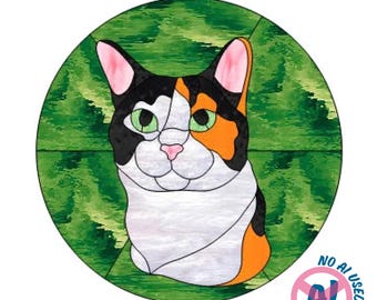 Calico Cat Stained Glass Pattern