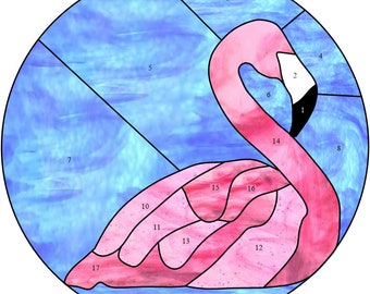 Round Flamingo Stained Glass Pattern