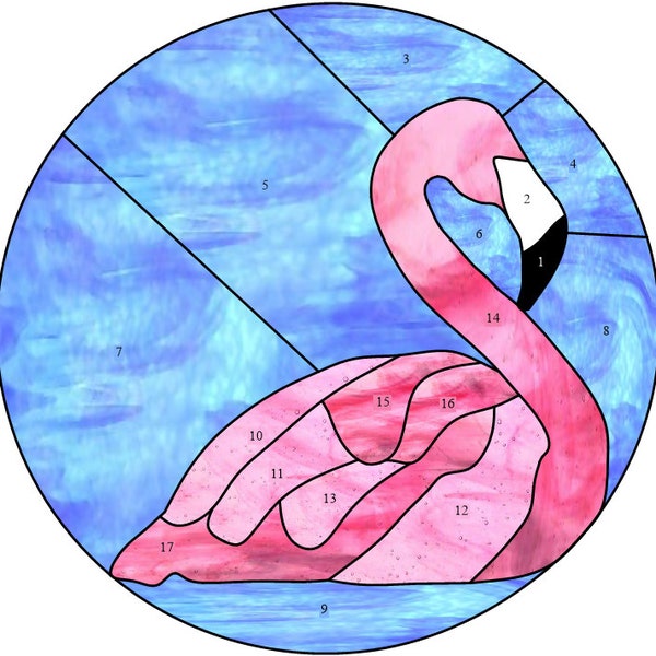 Round Flamingo Stained Glass Pattern