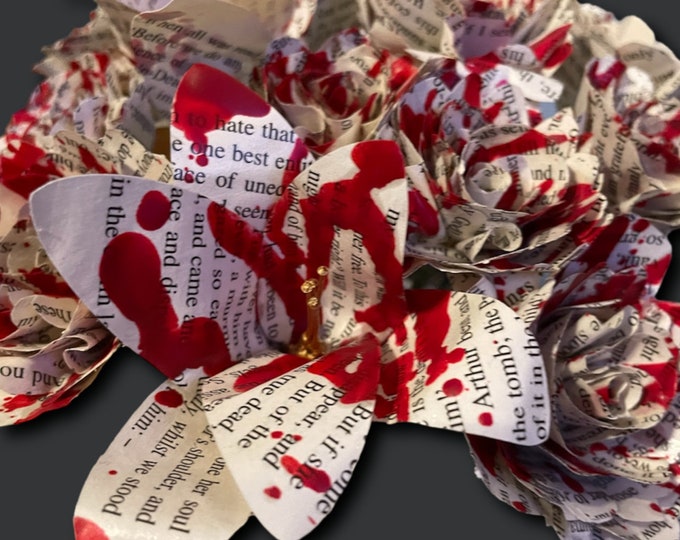 Vampire Paper Book Flowers, Vampire Decor, Dracula Paper Roses, Red ...