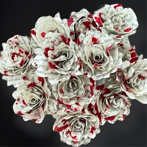 Vampire Paper Book Flowers, Vampire Decor, Dracula Paper Roses, Red ...