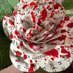 Vampire Paper Book Flowers, Vampire Decor, Dracula Paper roses, Red Paper Flowers, Book Flowers, Blood Flowers