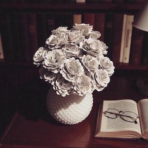 Book Page Paper Flower Bouquet: Custom Roses & Lilies