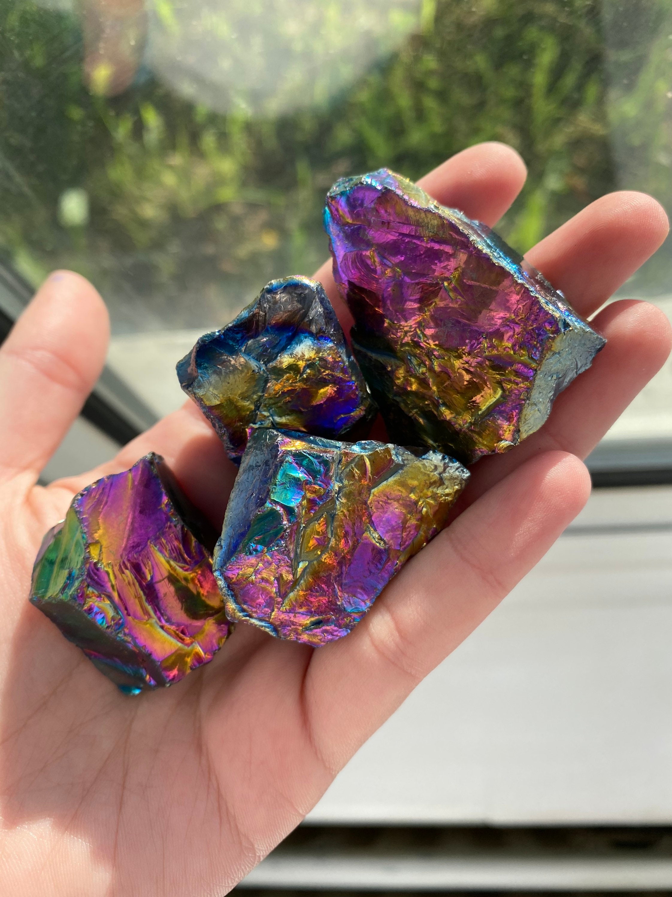 RAINBOW ROCKS Pure rough cut rainbow aura crystal stones Etsy