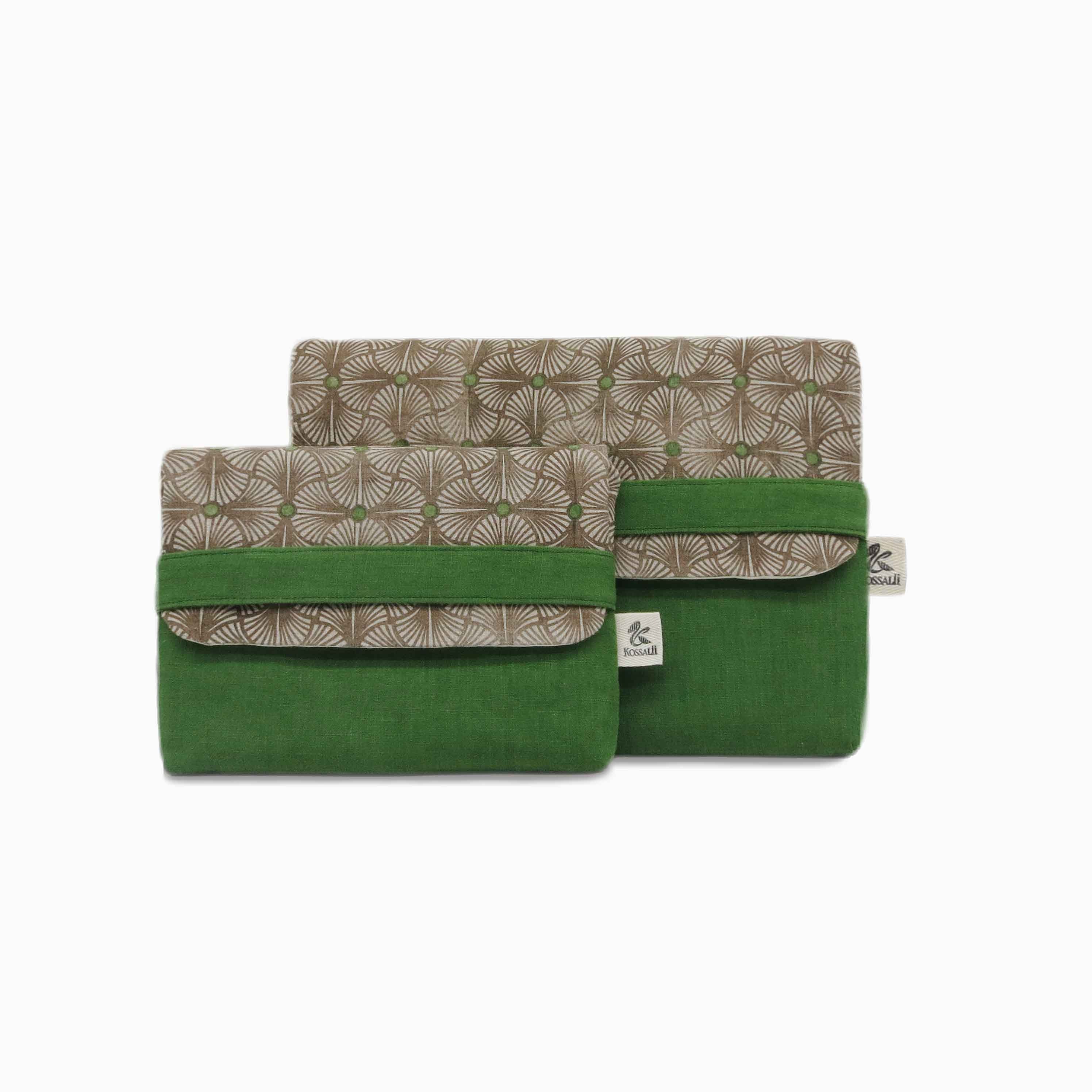 Handmade Tablet Case / Linen Fabric / Handstamped / Pochette / Etsy