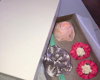 Hair accessories box, with clips, ponytails and headbands