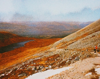 Ben Nevis, A5 Risograph Print, Mountain Illustration