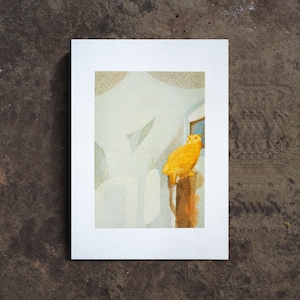 Goldene Eule, A5 Risograph Druck, Natur Illustration, Traum Kunst