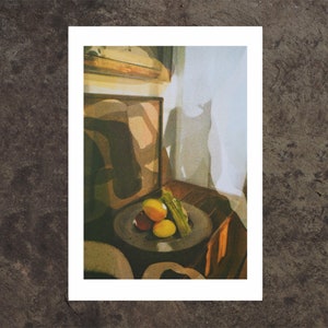 Still Life with Mangoes, A4 Risograph Print, Memento Mori Illustration
