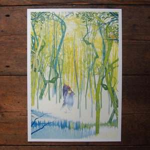 St Francis of Assisi, A3 Risograph Print, Folkloric illustration, Nature Art image 1