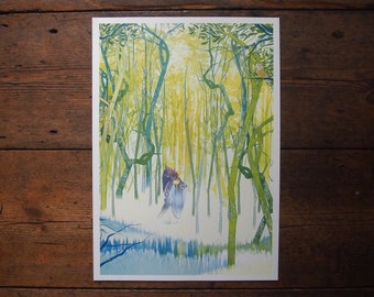 St Francis of Assisi, A3 Risograph Print, Folkloric illustration, Nature Art