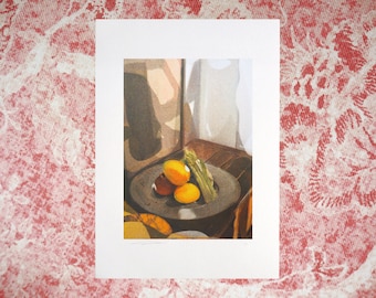 Still Life with Mangoes (Detail), A5 Risograph Print, Interiors