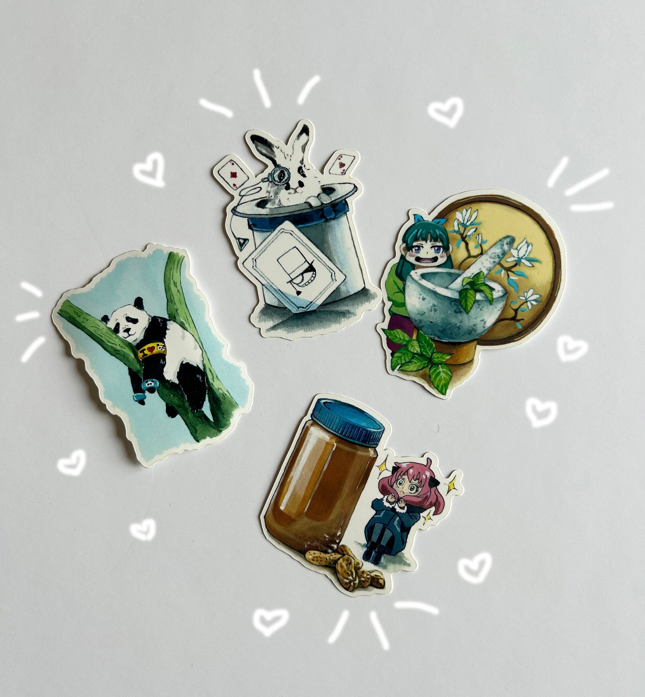 Anime Sticker Set || Anya | Maomao | Panda | Kaito Kid || Cute Vinyl Stickers