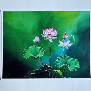 Art Print || &quot;Shi Fu&quot; || Taiyi Zhenren || Acrylic Painting || Lotus Flower|| Nezha||