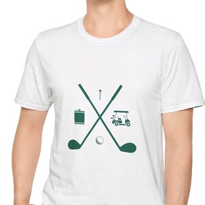ゴルフTシャツ ミニマリストゴルフデザイン ゴルフ愛好家へのギフト ゴルフクラブボールティーカートフラスコ 父の日 誕生日 退職祝い ゴルファーへのプレゼント