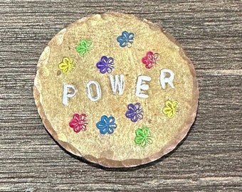 Flower Power 1" Round Custom Hand-Stamped Golf Ball Marker
