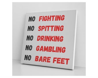 Caddyshack Sign Canvas Print: No Fighting, Funny Bar Decor