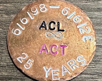 Personalized Anniversary Gift 1 1/4" Round Custom Hand-Stamped Golf Ball Marker